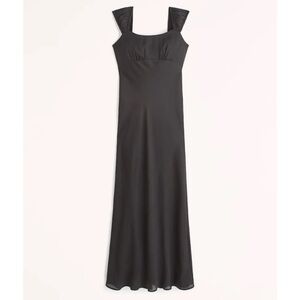 NWT Abercrombie Cap Sleeve Slip Midi Dress - Black Medium